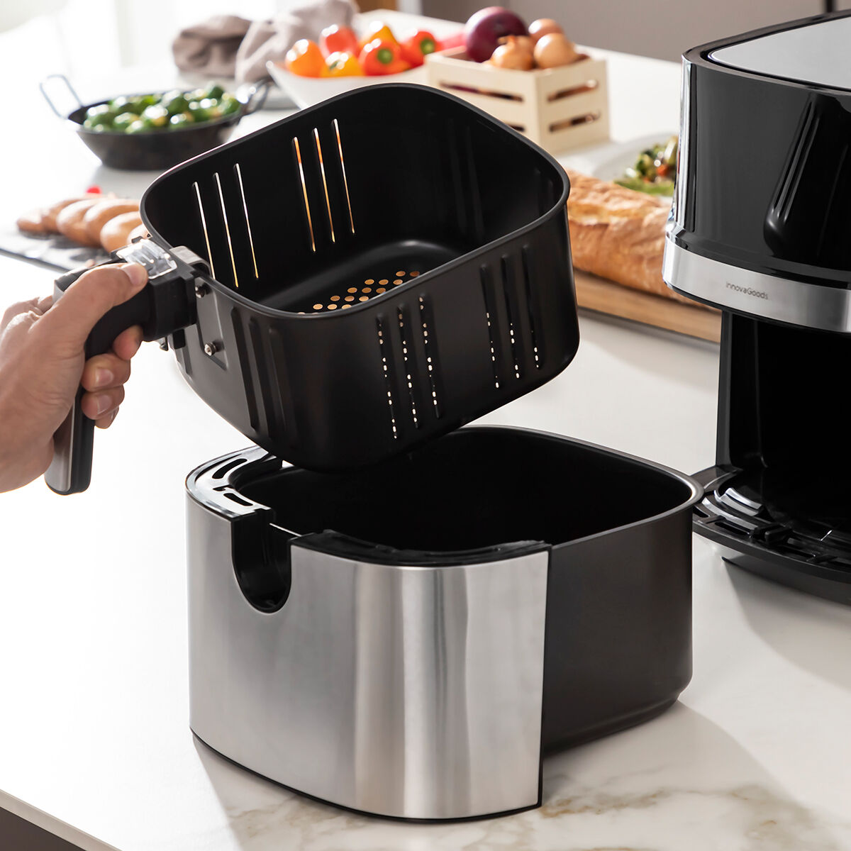 Friggitrice ad Aria InnovaGoods Fryinn Pro 5500 Nero 1700 W 5,5 L Acciaio inossidabile - Immagine 7
