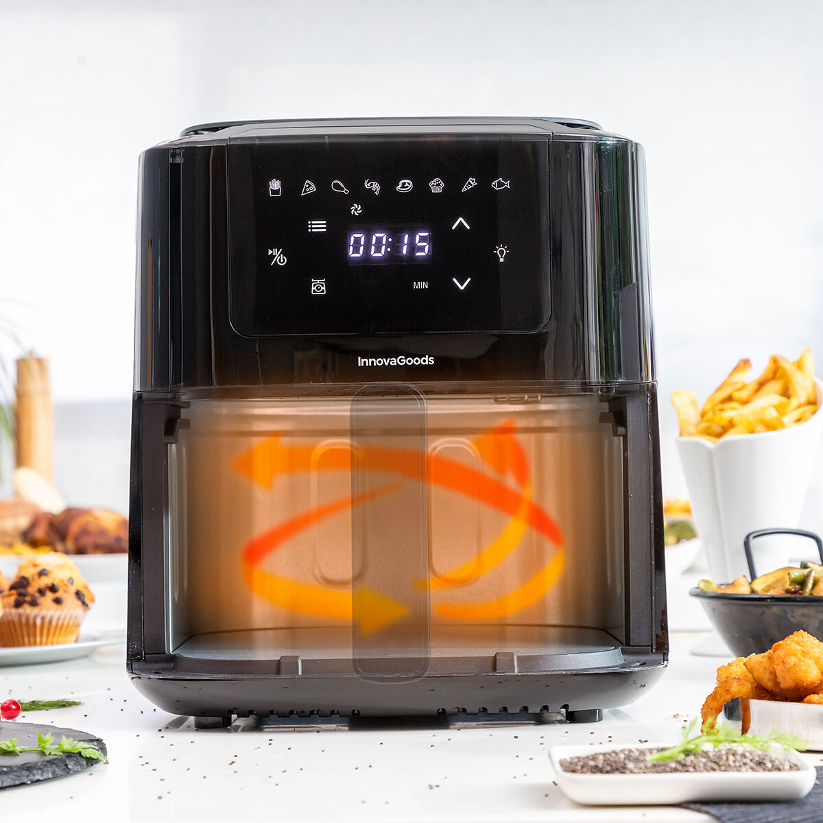 Friggitrice ad Aria con Bilancia InnovaGoods Fryinn Balance 5000 Nero 1500 W 5 L Acciaio inossidabile - Immagine 2