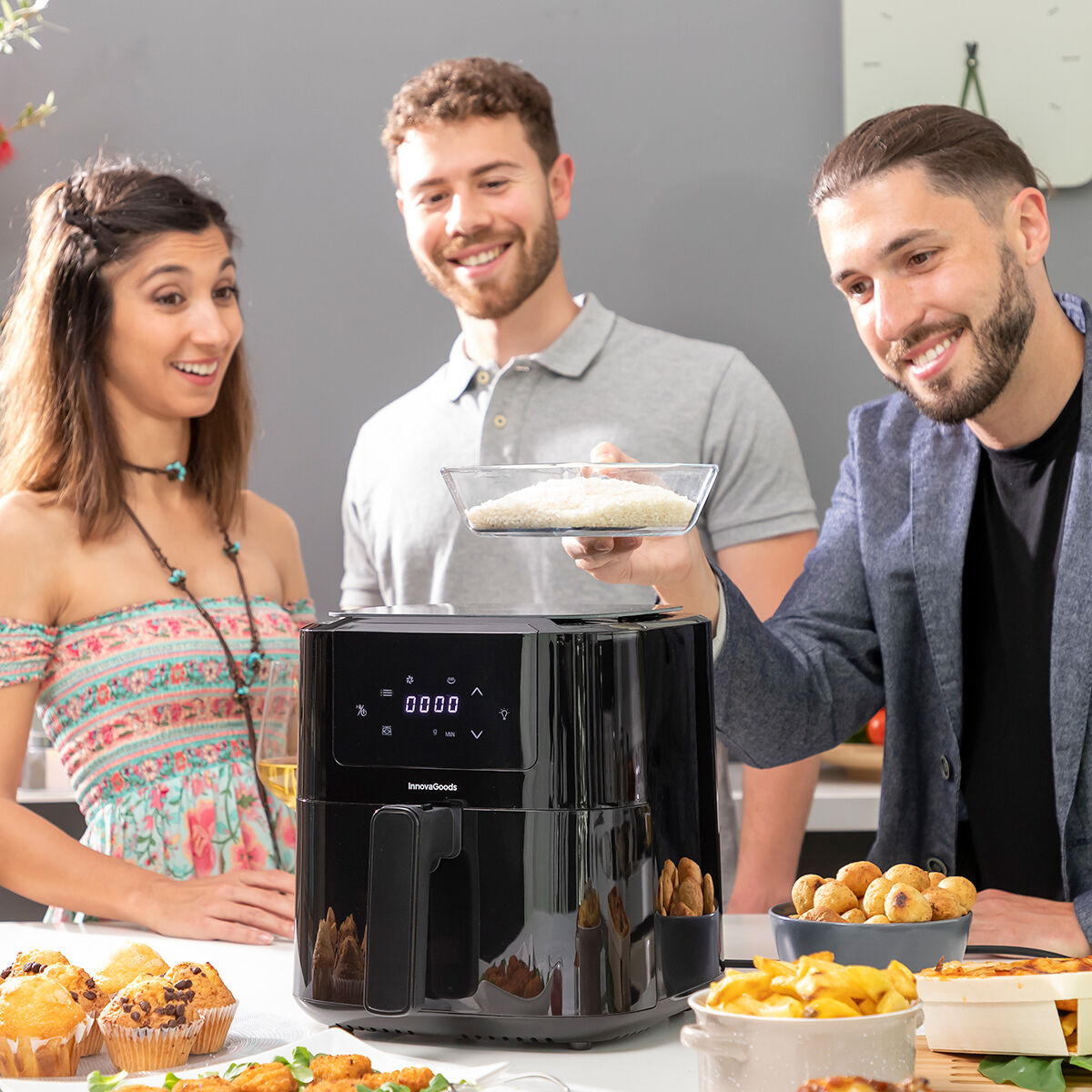 Friggitrice ad Aria con Bilancia InnovaGoods Fryinn Balance 5000 Nero 1500 W 5 L Acciaio inossidabile - Immagine 3