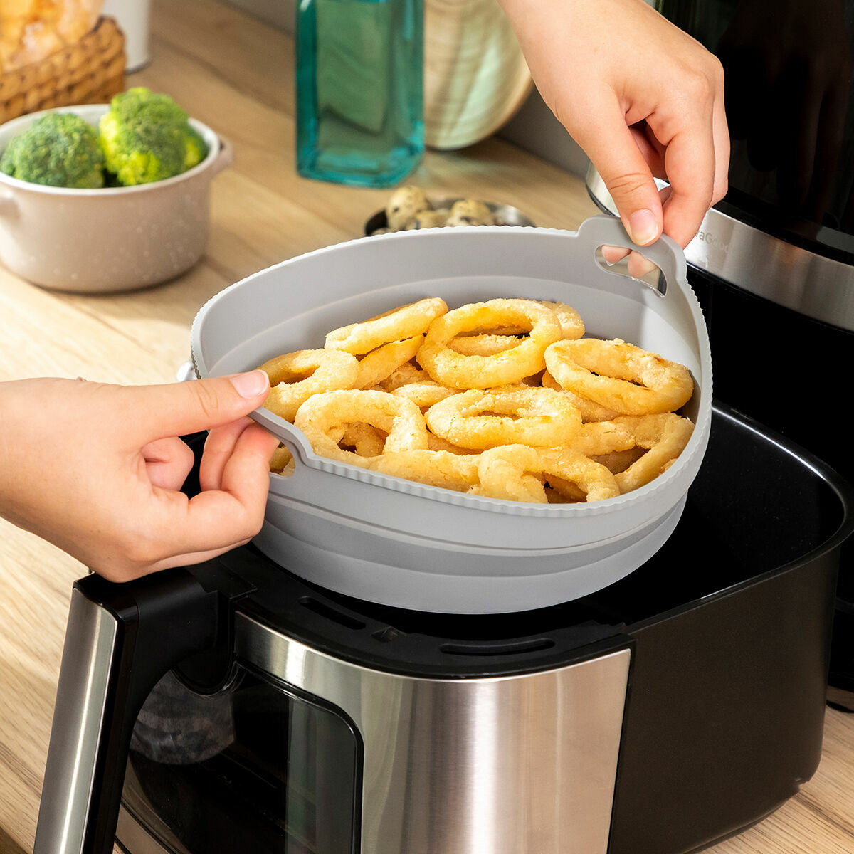 Cestello Pieghevole in Silicone per Friggitrice ad Aria Fliynner InnovaGoods - Immagine 3