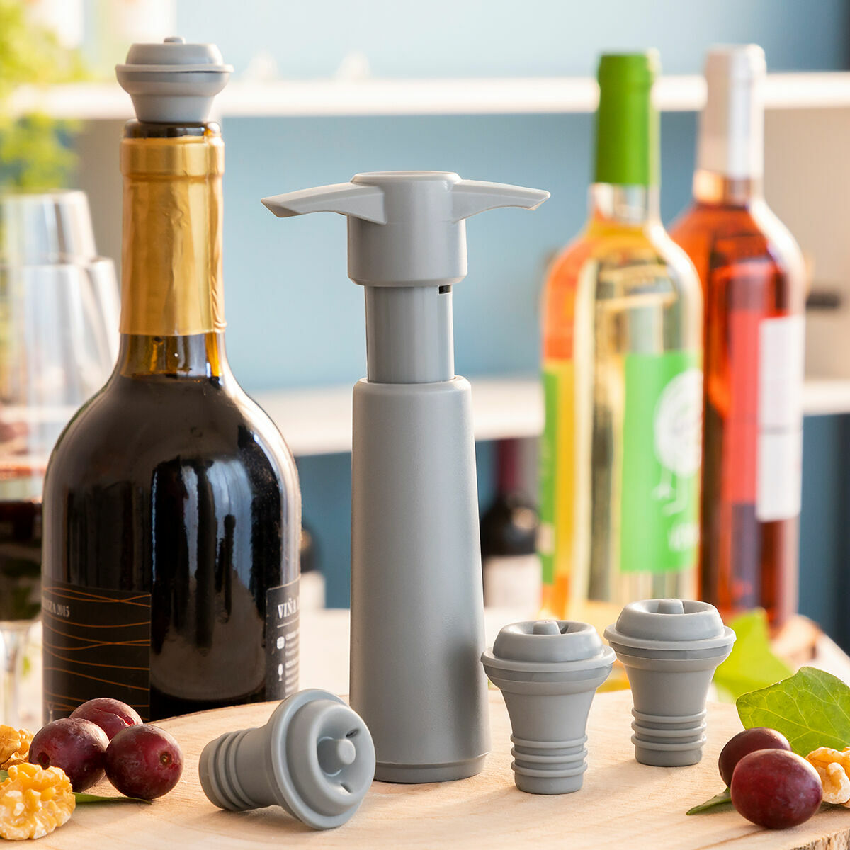 Pompa per Sottovuoto e Tappi per il Vino Winuum InnovaGoods (4 tappi di sughero) - Immagine 3