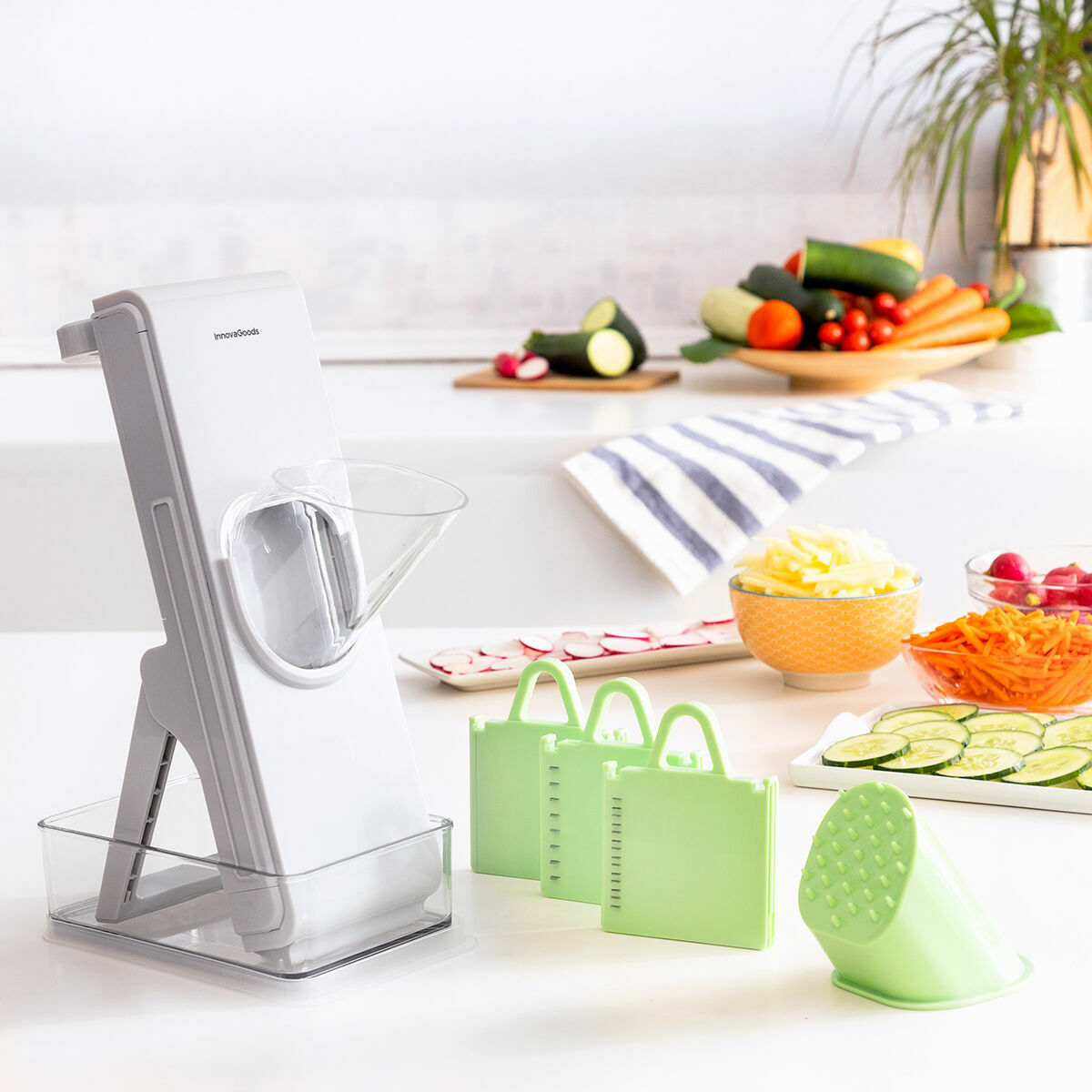 Mandolina Tagliaverdure Pieghevole 5 in 1 Slichen InnovaGoods - Immagine 2