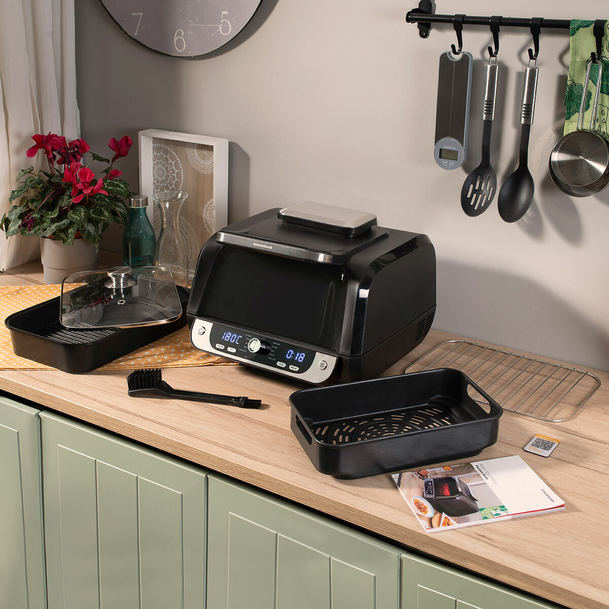 Friggitrice ad Aria con Grill, Accessori e Ricettario InnovaGoods Fryinn 12-in-1 6000 Nero Acciaio 3400 W 6 L - Immagine 7