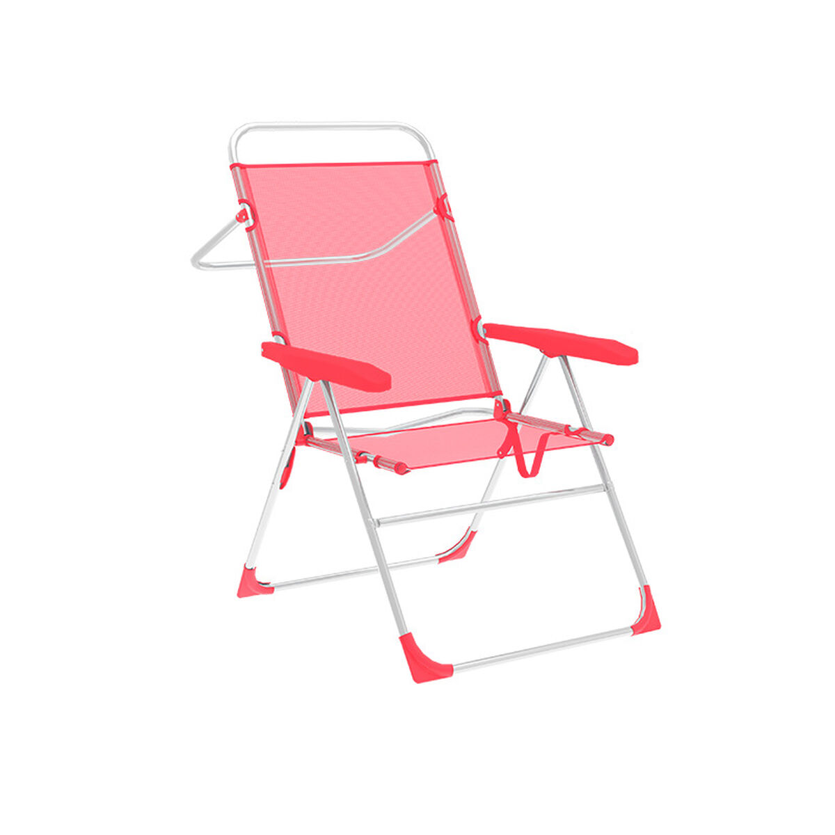 Sedia Pieghevole Marbueno 5 Posizioni Alluminio Corallo Spiaggia e Piscina 56X61X97 cm 10359