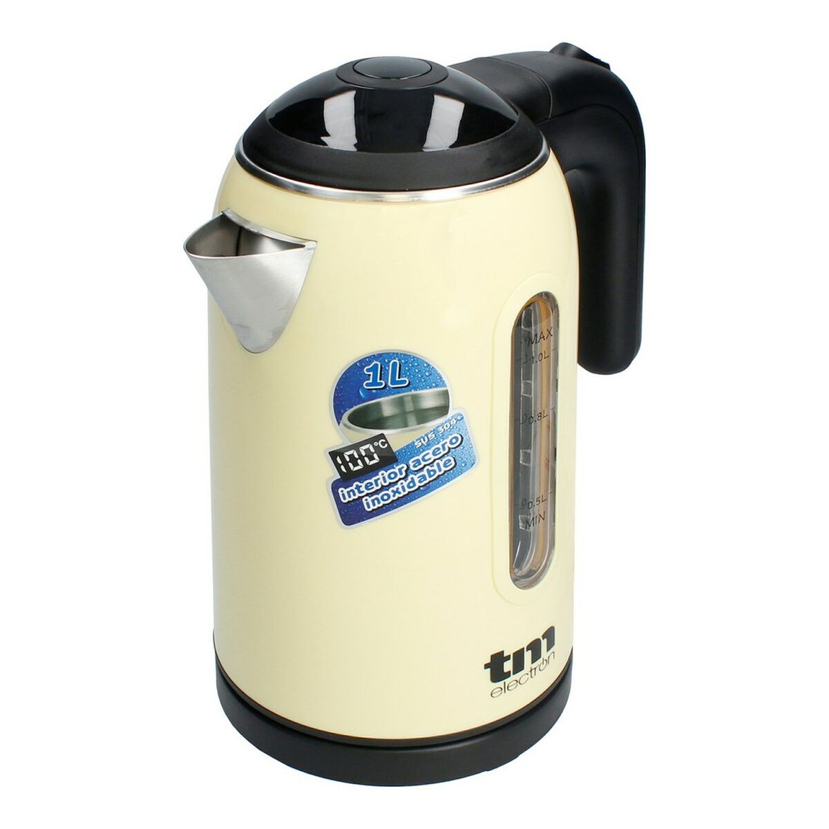 Bollitore d'Acqua Elettrico con Luce LED TM Electron Acciaio inossidabile Crema - Immagine 2