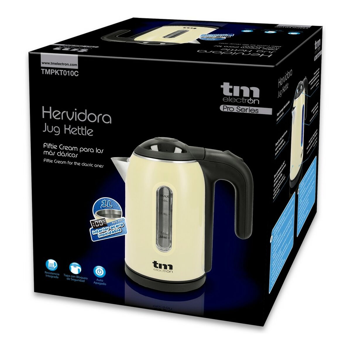 Bollitore d'Acqua Elettrico con Luce LED TM Electron Acciaio inossidabile Crema - Immagine 3
