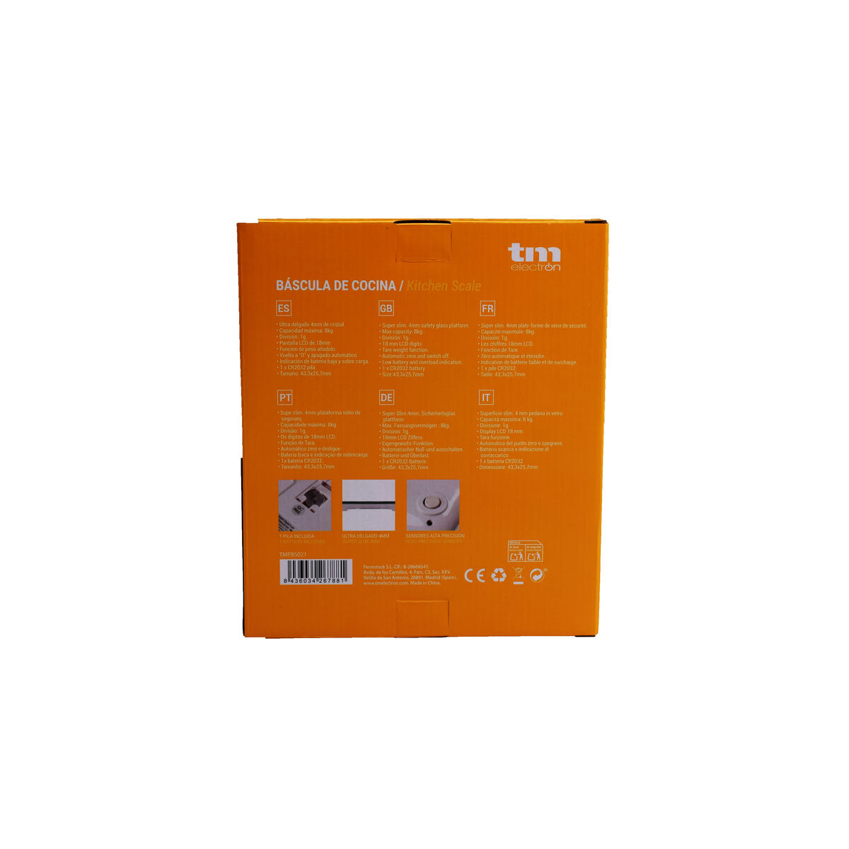 bilancia da cucina TM Mela 8 kg 22,4 x 18,5 cm - Immagine 2