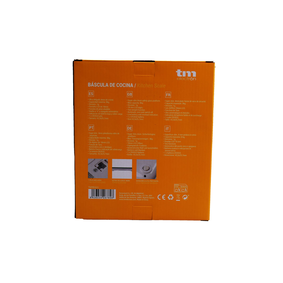 bilancia da cucina TM Ciliegie 8 kg (22,4 x 18,5 cm) - Immagine 2