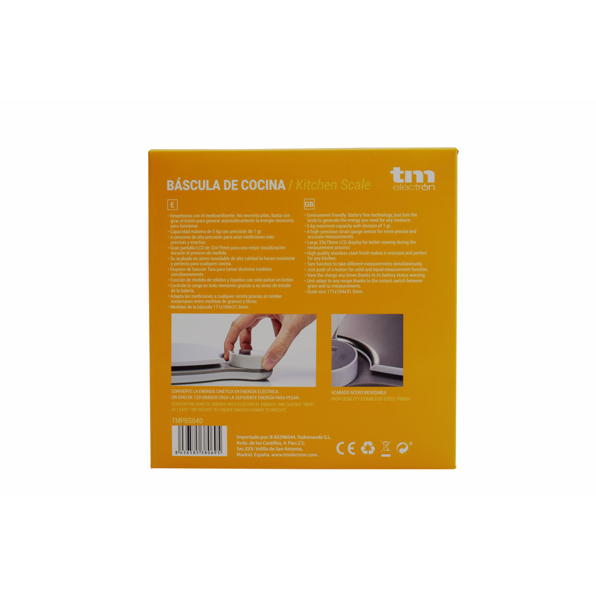 bilancia da cucina TM Electron Grigio 5 kg (171 x 184 x 31,5 mm) - Immagine 2
