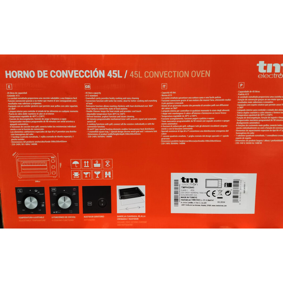 Forno a Convenzione TM Electron 45 L 45 L 200ºC - Immagine 4