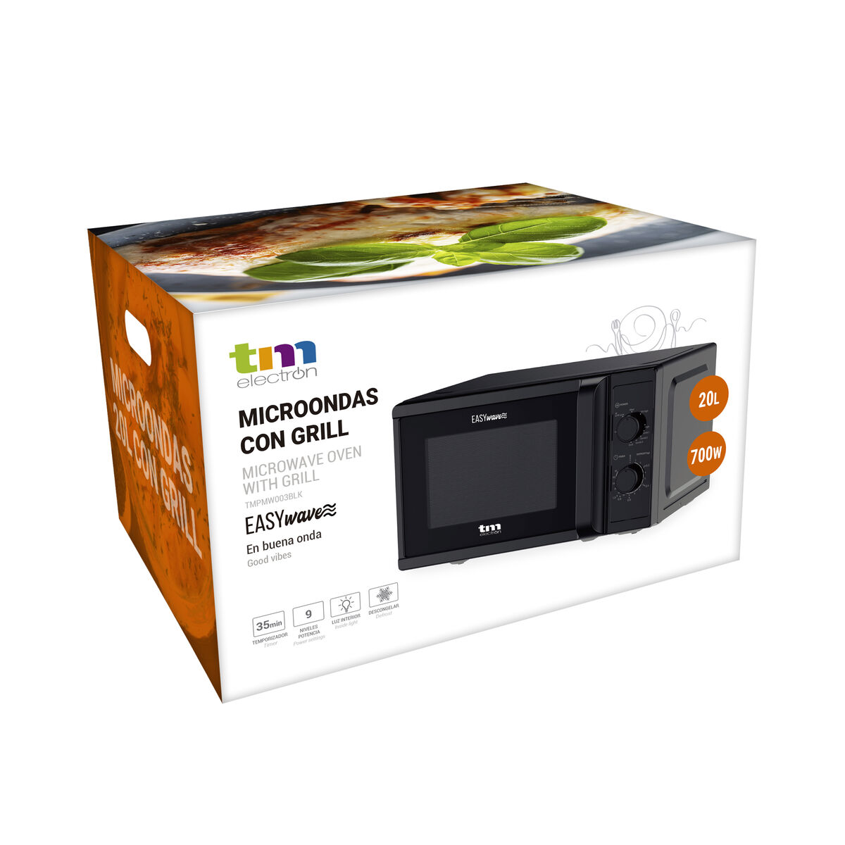 Microonde con Grill TM Electron Nero 700 W 20 L - Immagine 8