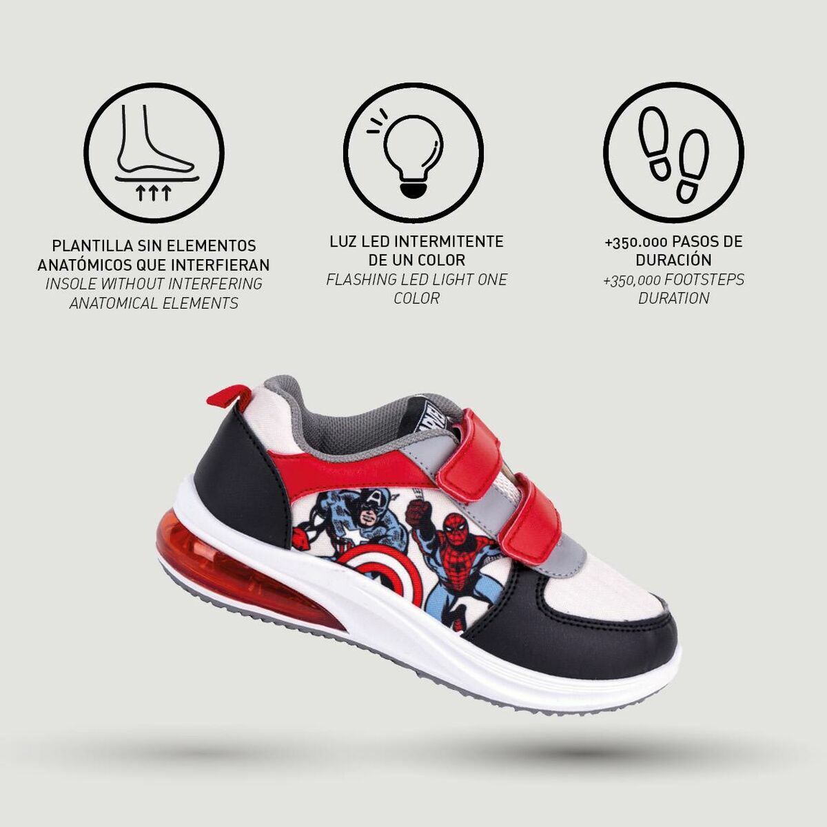 Scarpe Sportive con LED The Avengers Velcro Nero - Immagine 5