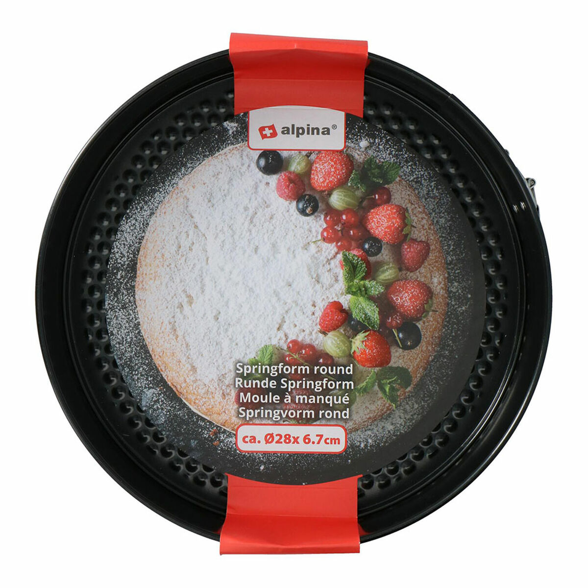 Stampo per Torte Alpina Antiscivolo Rotondo Nero Acciaio Ø 28 x 6,7 cm - Immagine 3