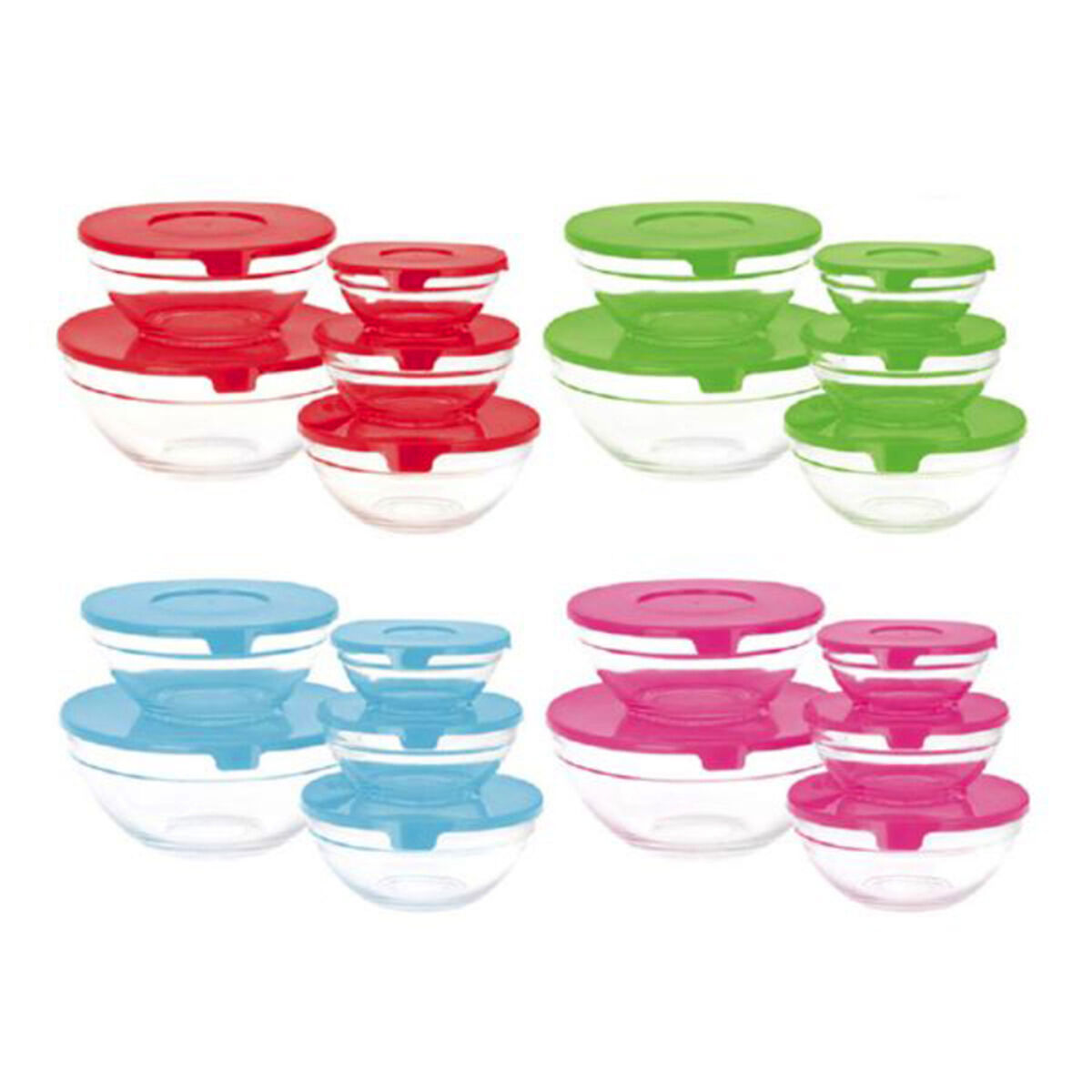 Set di 5 scatole porta pranzo Glass EH Azzurro Trasparente - Immagine 3