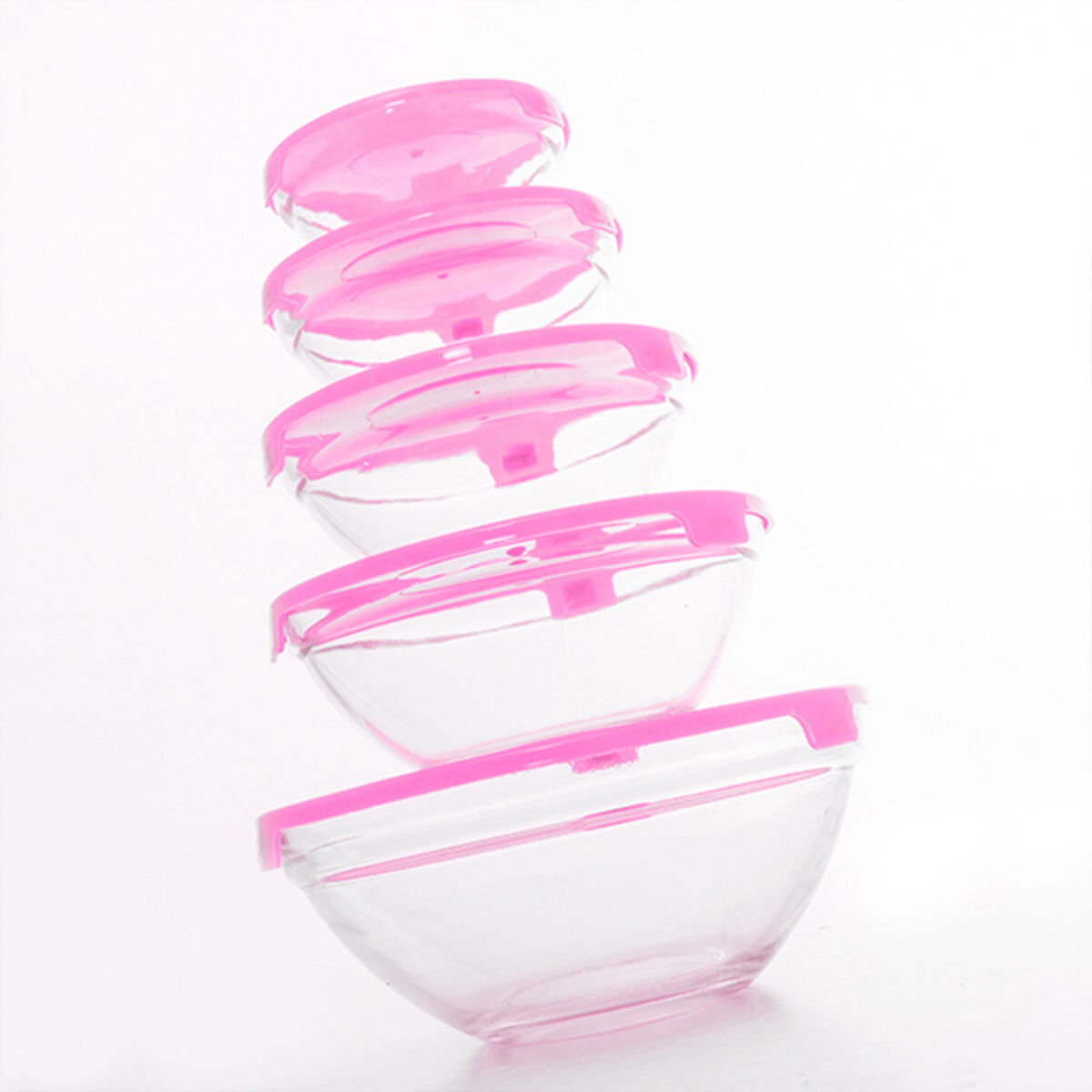 Set di 5 scatole porta pranzo Glass EH Azzurro Trasparente - Immagine 4