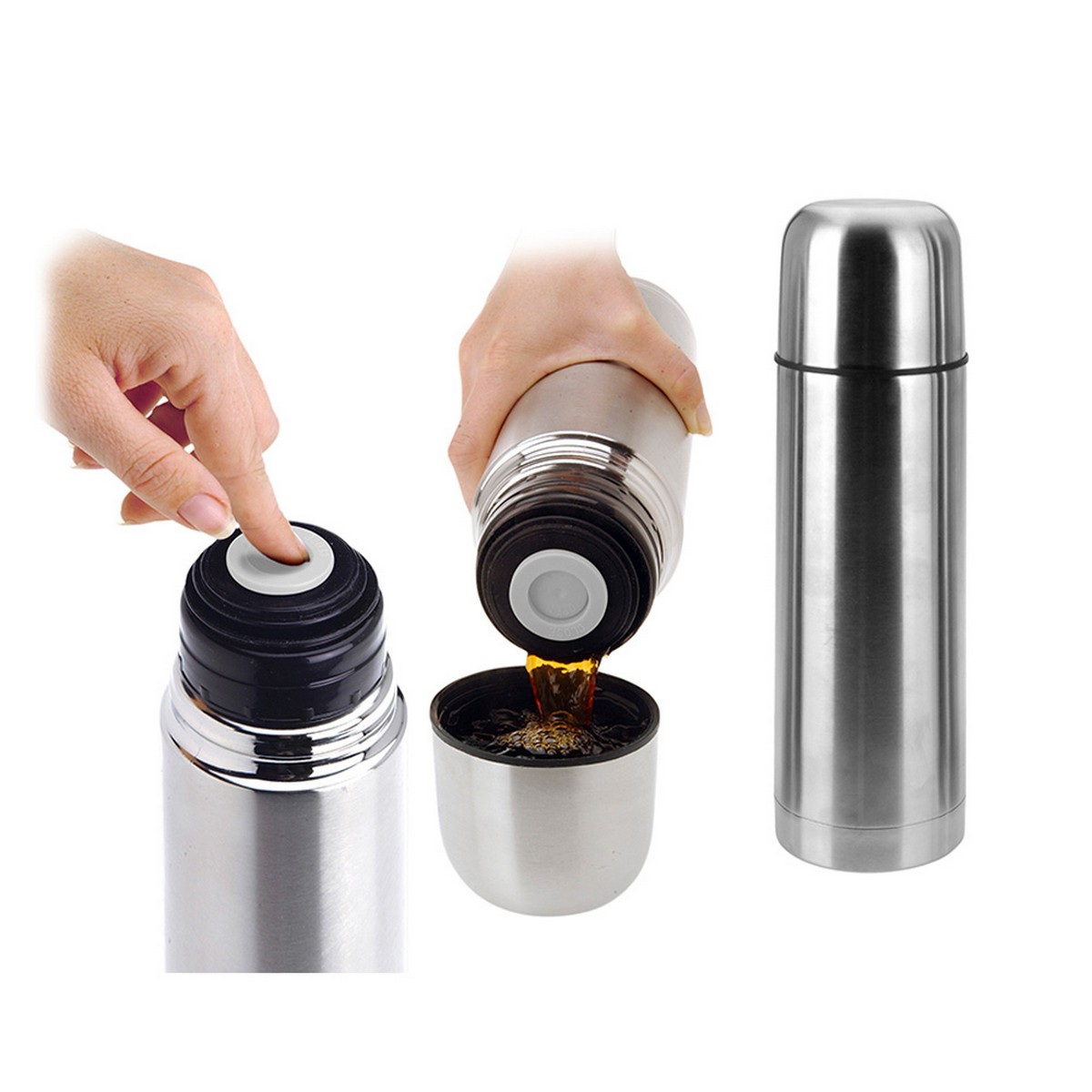 Thermos con Coperchio Dispenser Excellent Houseware Acciaio inossidabile (1 L) - Immagine 2