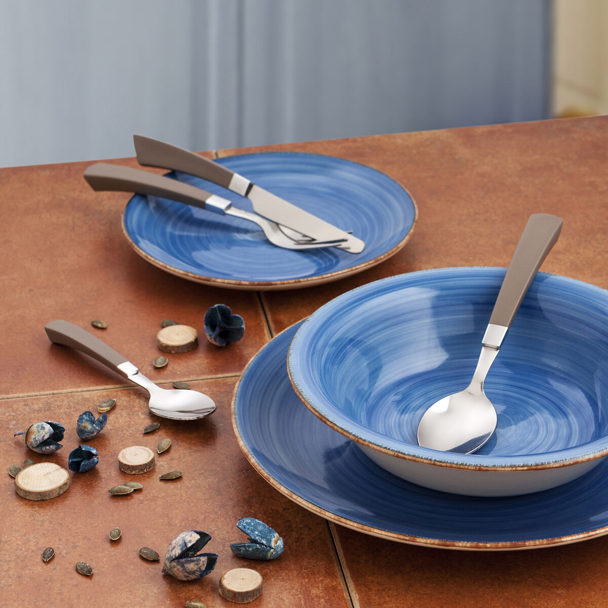 Piatto Fondo Quid Vita Azzurro Ceramica (ø 21,5 cm) (12 Unità) - Immagine 3