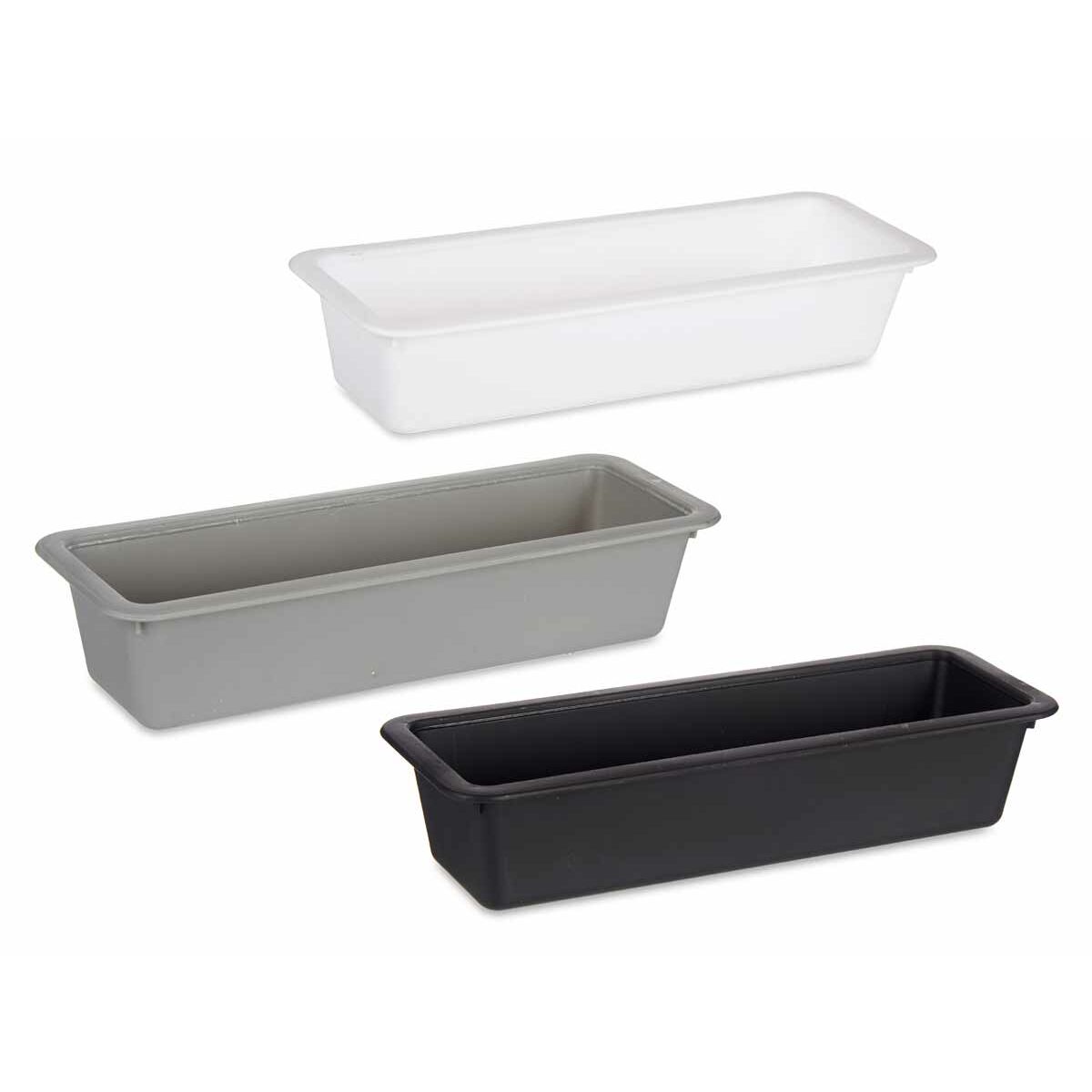 Vassoio Portaposate Kinvara Bianco Nero Grigio Caucciù polipropilene TPR 8,5 x 5 x 24 cm 24 x 5,5 x 8,5 cm (36 Unità) - Immagine 4