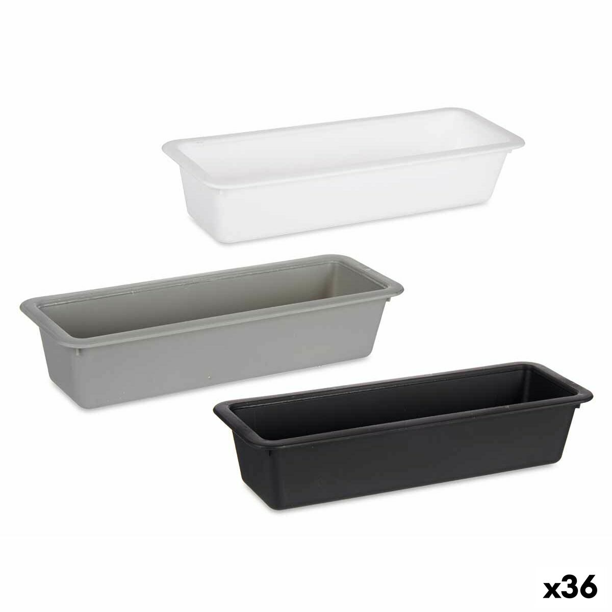 Vassoio Portaposate Kinvara Bianco Nero Grigio Caucciù polipropilene TPR 8,5 x 5 x 24 cm 24 x 5,5 x 8,5 cm (36 Unità)