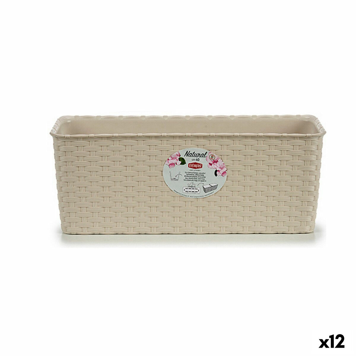 Vaso rettangolare da Balcone Stefanplast Beige Plastica 15,5 x 13,5 x 38,5 cm (12 Unità)