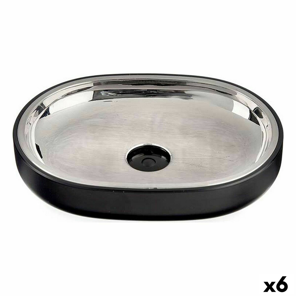 Portasapone Berilo Nero Acciaio inossidabile Plastica 9,5 x 2,5 x 13 cm 13 x 2,5 x 9,5 cm (6 Unità)