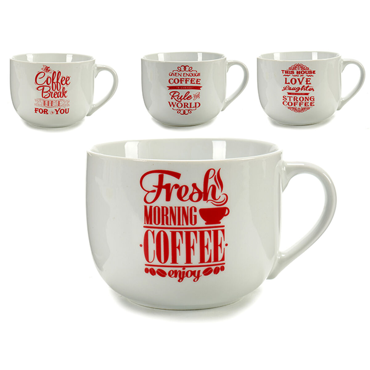 Tazza Coffee Porcellana Rosso Bianco 500 ml 24 Unità - Immagine 2