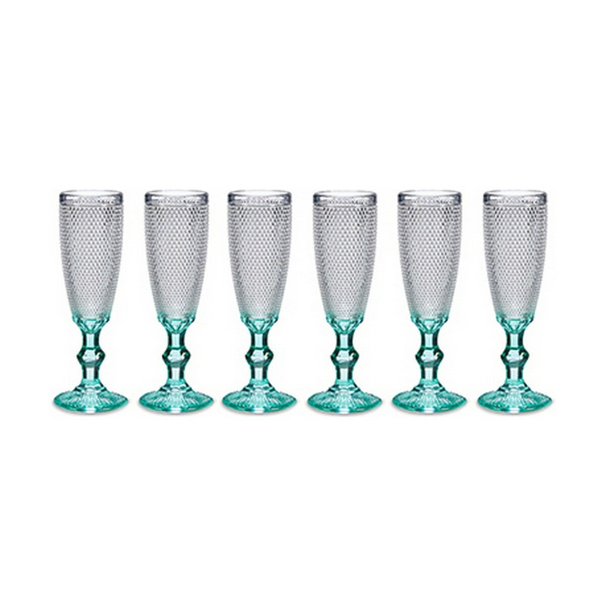 Calice da champagne Vivalto Trasparente Turchese Vetro 185 ml Punti (6 Unità) - Immagine 2