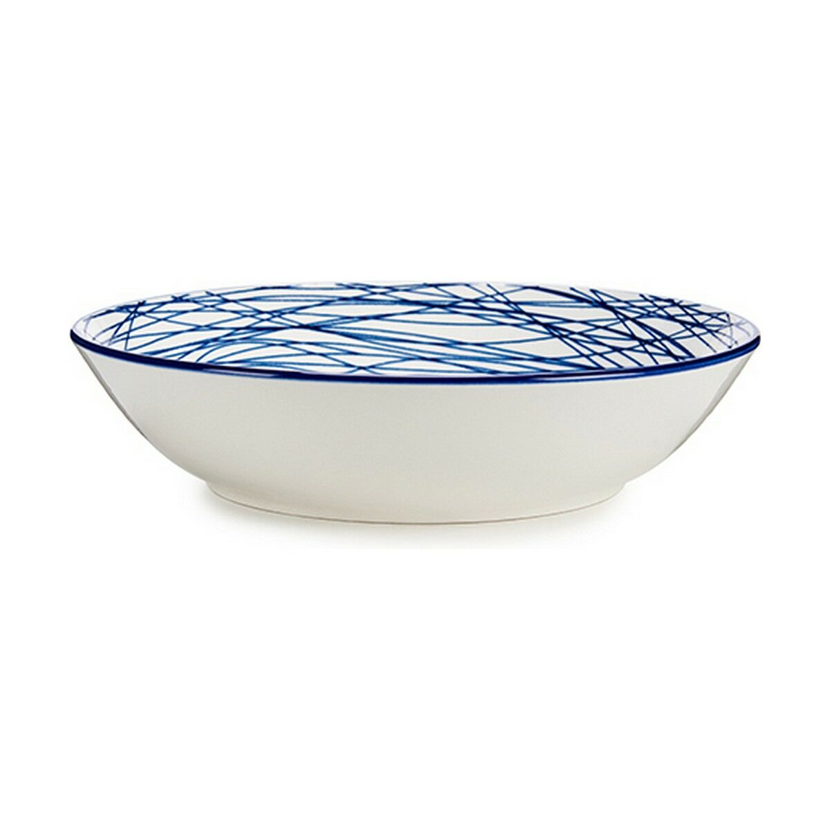 Piatto Fondo Vessia Azzurro Bianco Porcellana Righe 20 x 4,7 x 20 cm (6 Unità)
