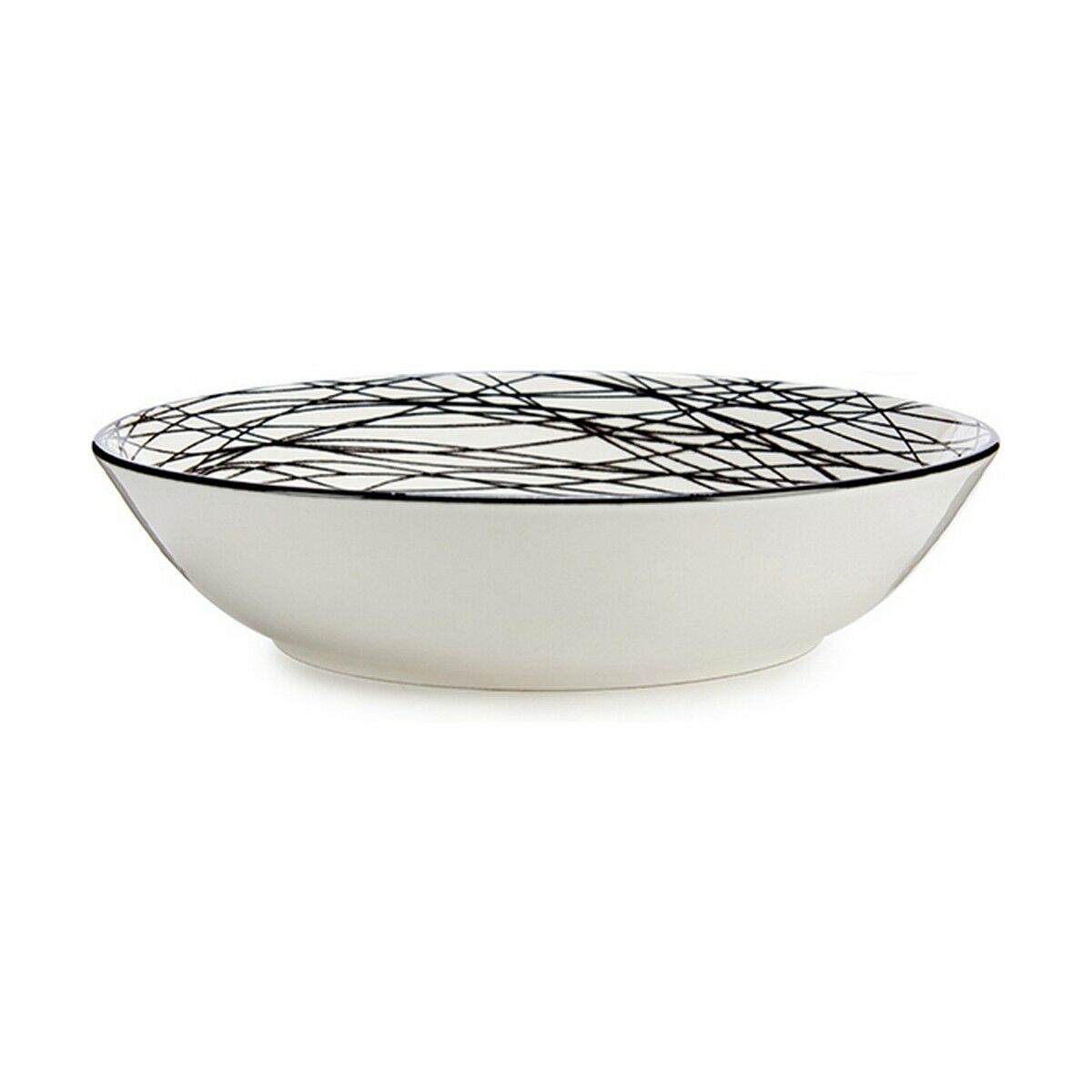 Piatto Fondo Vessia Bianco Nero Porcellana Righe 20 x 4,7 x 20 cm (6 Unità) - Immagine 2