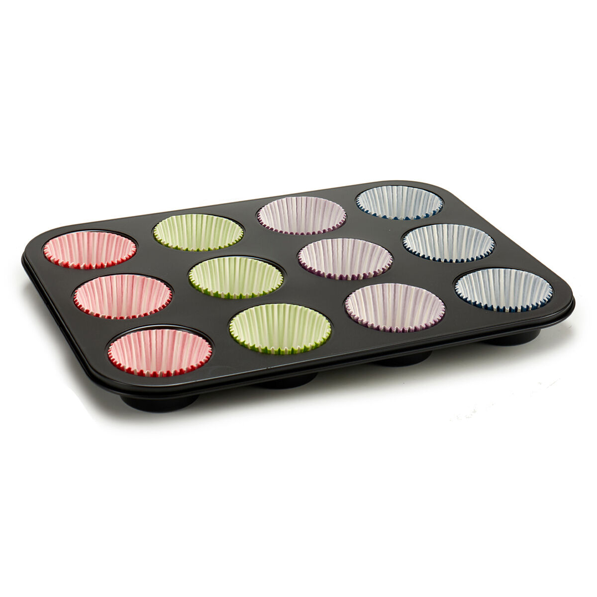 Teglia per Muffin Kinvara Azzurro Nero Rosso Verde Viola Multicolore 7 x 7 x 3 cm 35 x 3 x 26,5 cm Vassoio da Forno (12 Unità) - Immagine 2