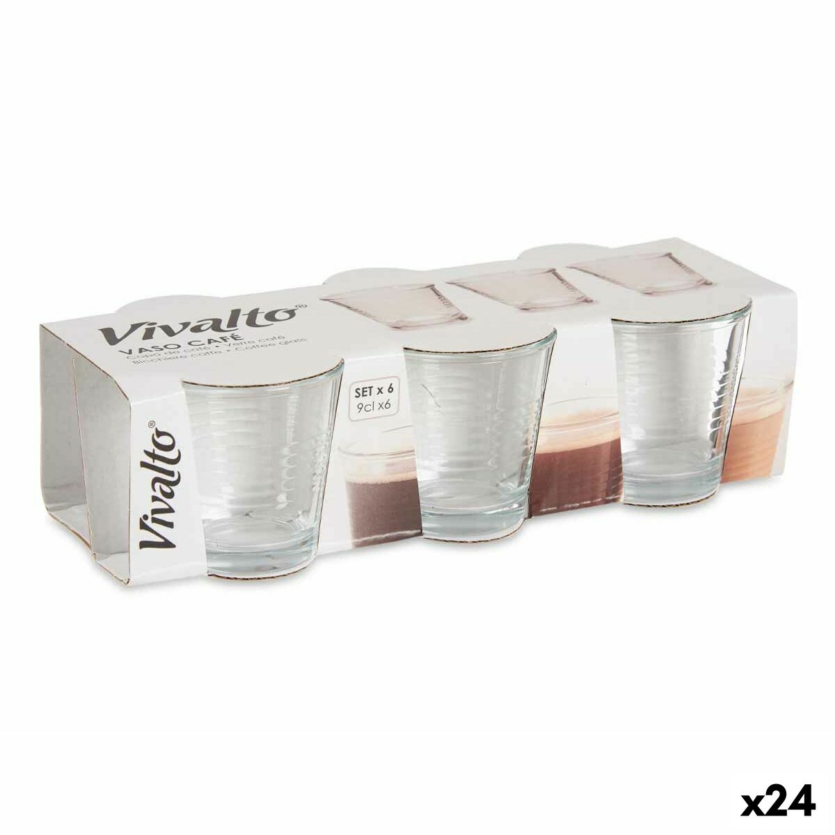 Set di Bicchieri Vivalto Trasparente Vetro 90 ml (24 Unità)