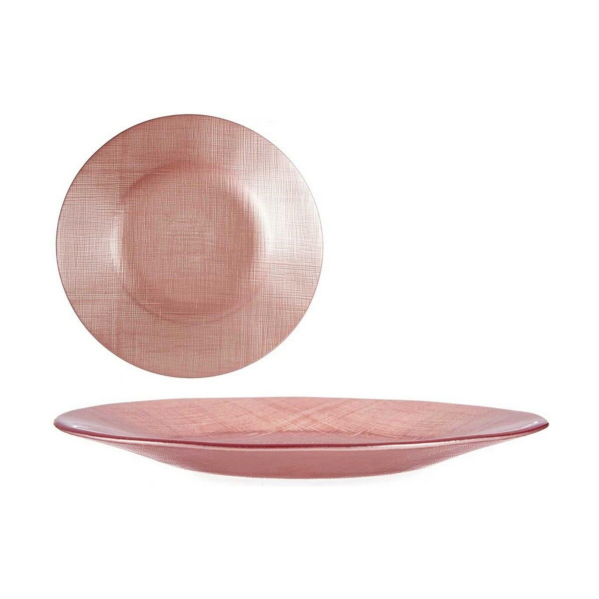 Piatto da pranzo Vivalto Rosa Vetro 21 x 2 x 21 cm (6 Unità) - Immagine 2