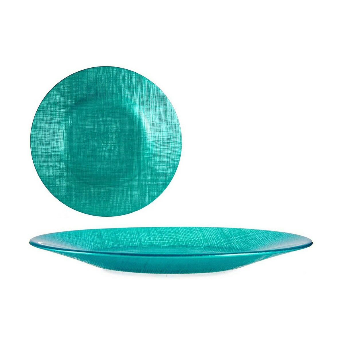 Piatto da pranzo Vivalto Turchese Vetro 21 x 2 x 21 cm (6 Unità) - Immagine 2