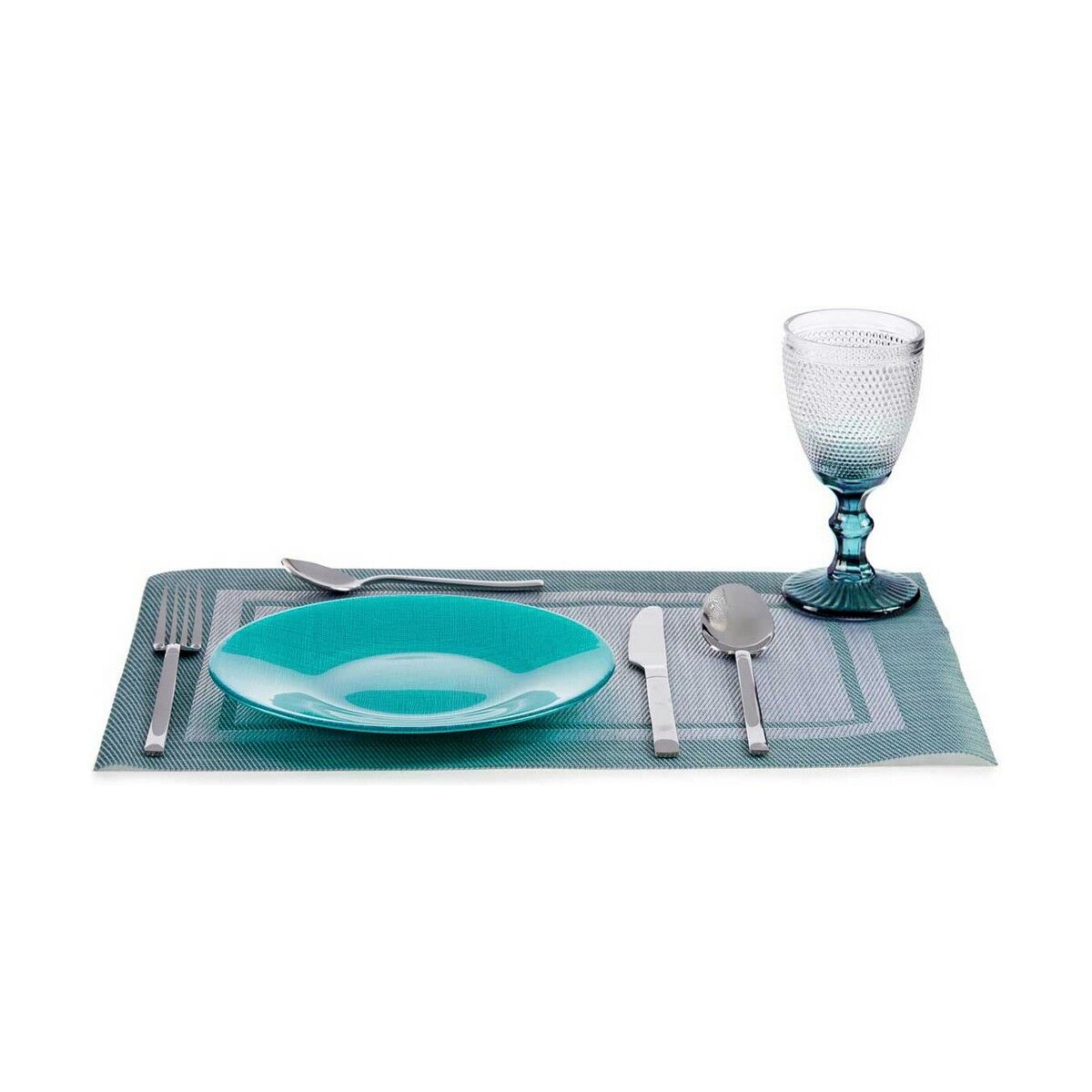 Piatto da pranzo Vivalto Turchese Vetro 21 x 2 x 21 cm (6 Unità) - Immagine 3