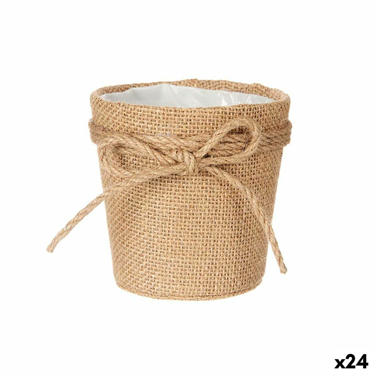Vaso Ibergarden Marrone Stoffa Corda Plastica Fiocco 11 x 11 x 12 cm 11 x 10,5 x 11 cm (24 Unità)