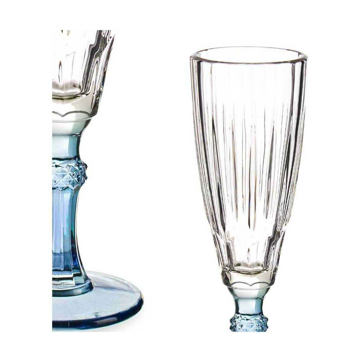 Calice da champagne Vivalto Exotic Azzurro Cristallo 170 ml (6 Unità) - Immagine 3