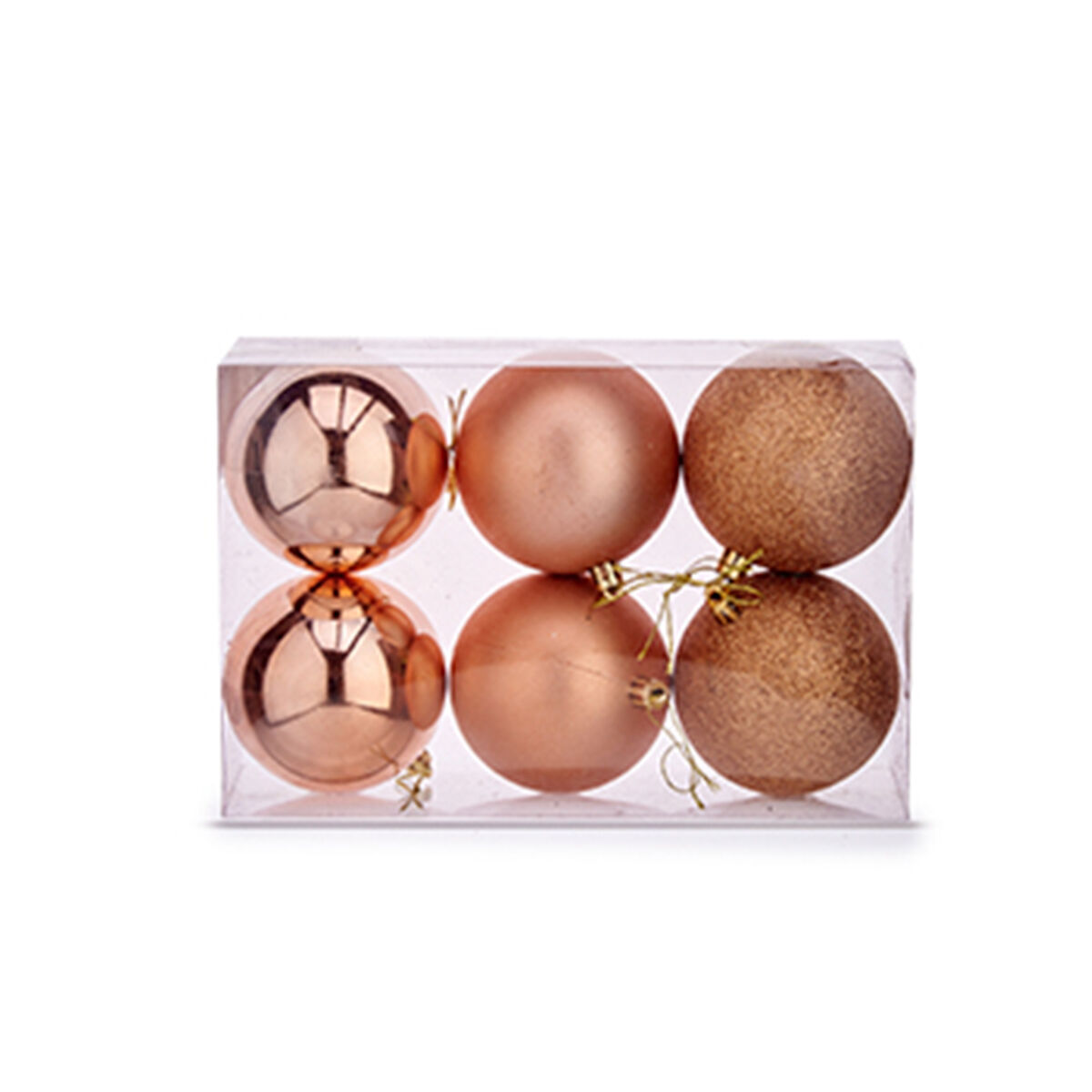 Set di palline di Natale Rame Plastica 8 x 9 x 8 cm (24 Unità) - Immagine 2