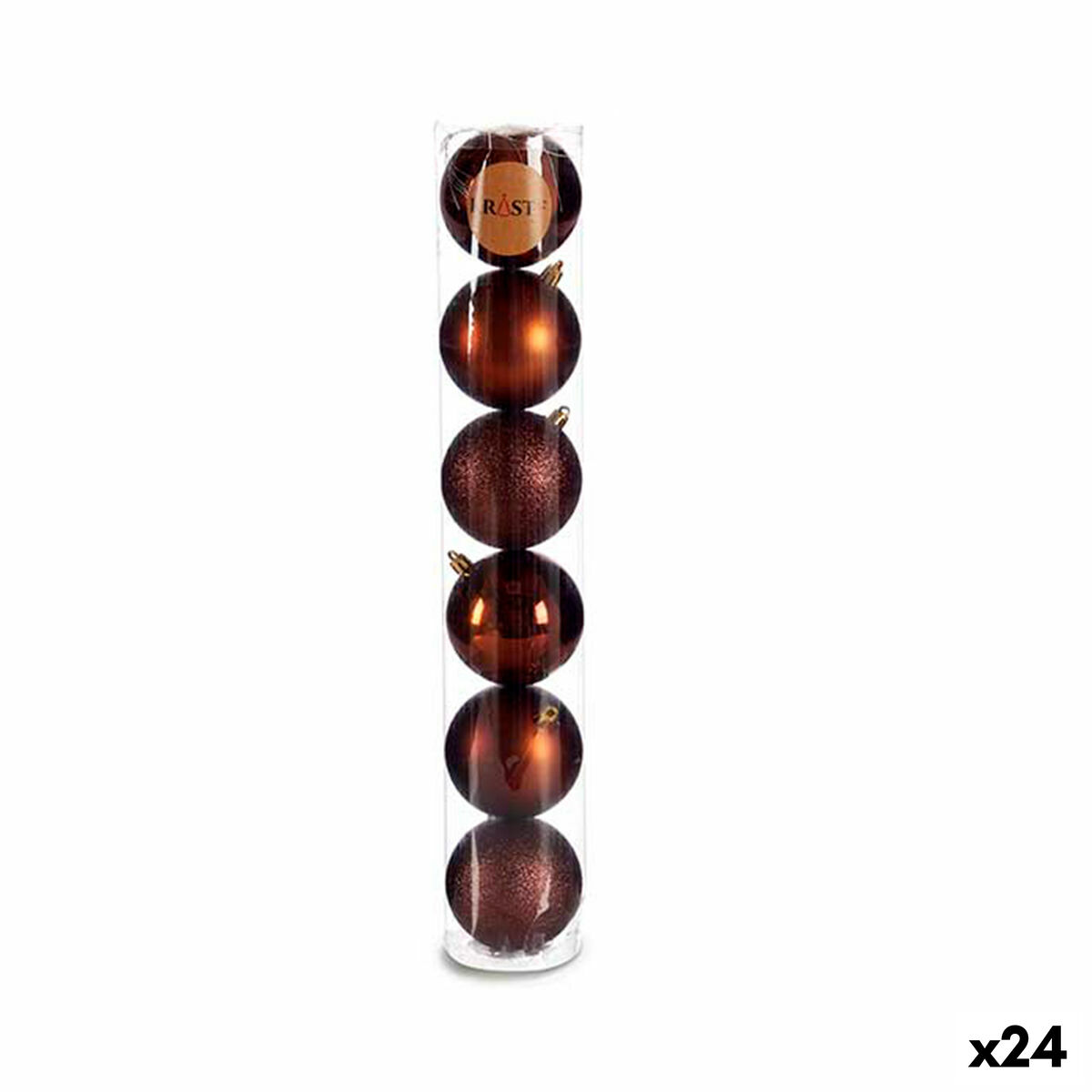 Set di palline di Natale Krist+ Marrone Plastica Ø 8 cm (24 Unità)