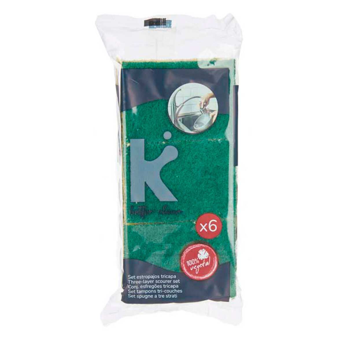 Set di spugne Giallo Verde Cellulosa Fibra abrasiva 9 x 5,5 x 2,5 cm 19,5 x 9 x 4 cm (14 Unità) - Immagine 4