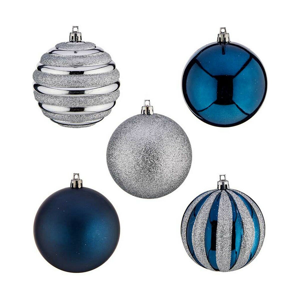 Set di palline di Natale Azzurro Argentato Plastica Ø 6 cm (6 Unità) - Immagine 3
