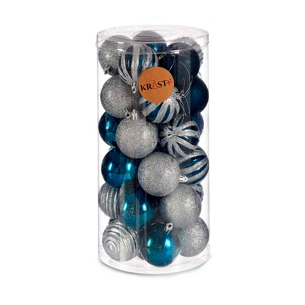Set di palline di Natale Azzurro Argentato Plastica Ø 6 cm (6 Unità) - Immagine 2
