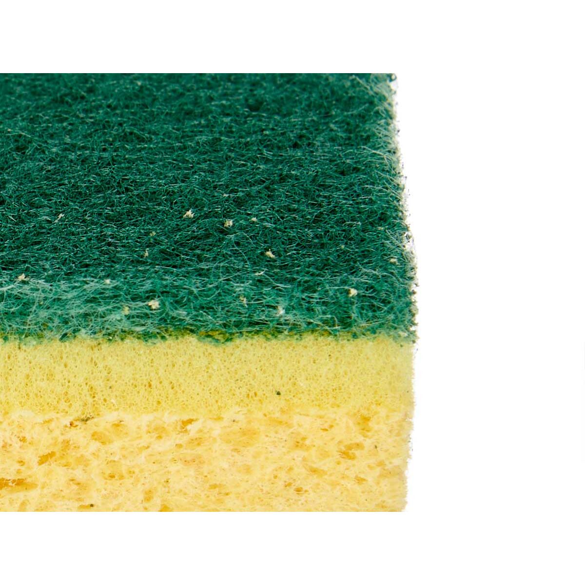 Set di spugne Giallo Verde Cellulosa Fibra abrasiva 10,5 X 6,7 X 2,5 cm 10,8 x 13,3 x 2 cm (26 Unità) - Immagine 3