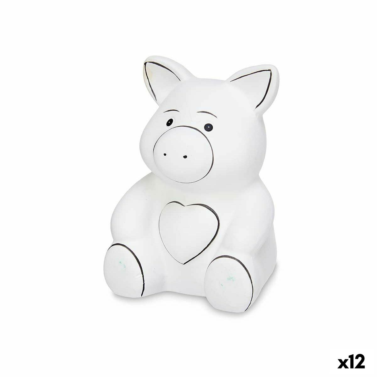 Salvadanaio da Dipingere Pincello Ceramica Maiale 9 x 11,8 x 8,5 cm 9 x 12,5 x 10 cm (12 Unità)