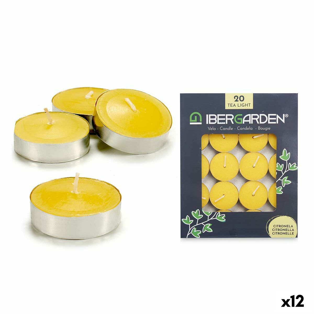 Set di Candele Ibergarden Giallo Cera Citronella (12 Unità) (24 Unità)