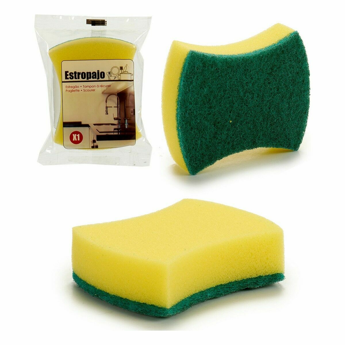 Spugna Giallo Verde Fibra sintetica 10 x 3 x 7,5 cm (96 Unità) - Immagine 2