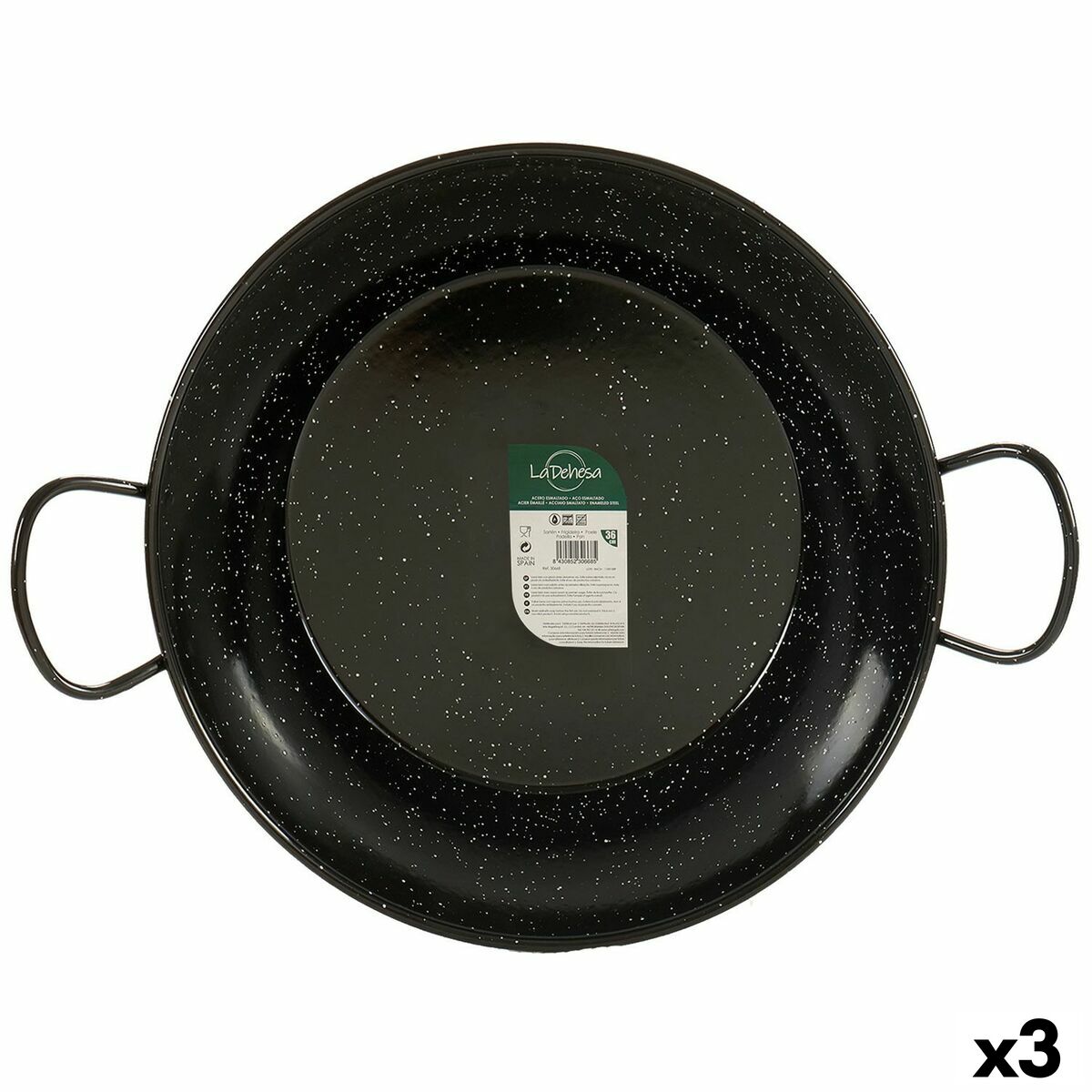 Paellera La Dehesa Nero Acciaio Smaltato Ø 45 cm 46 x 13,5 x 58 cm 58 x 13,5 x 46 cm (3 Unità)