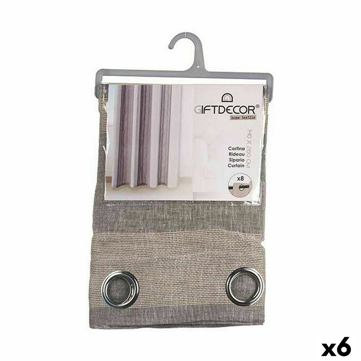 Tenda Gift Decor Beige Grigio 140 x 0,1 x 260 cm (6 Unità)