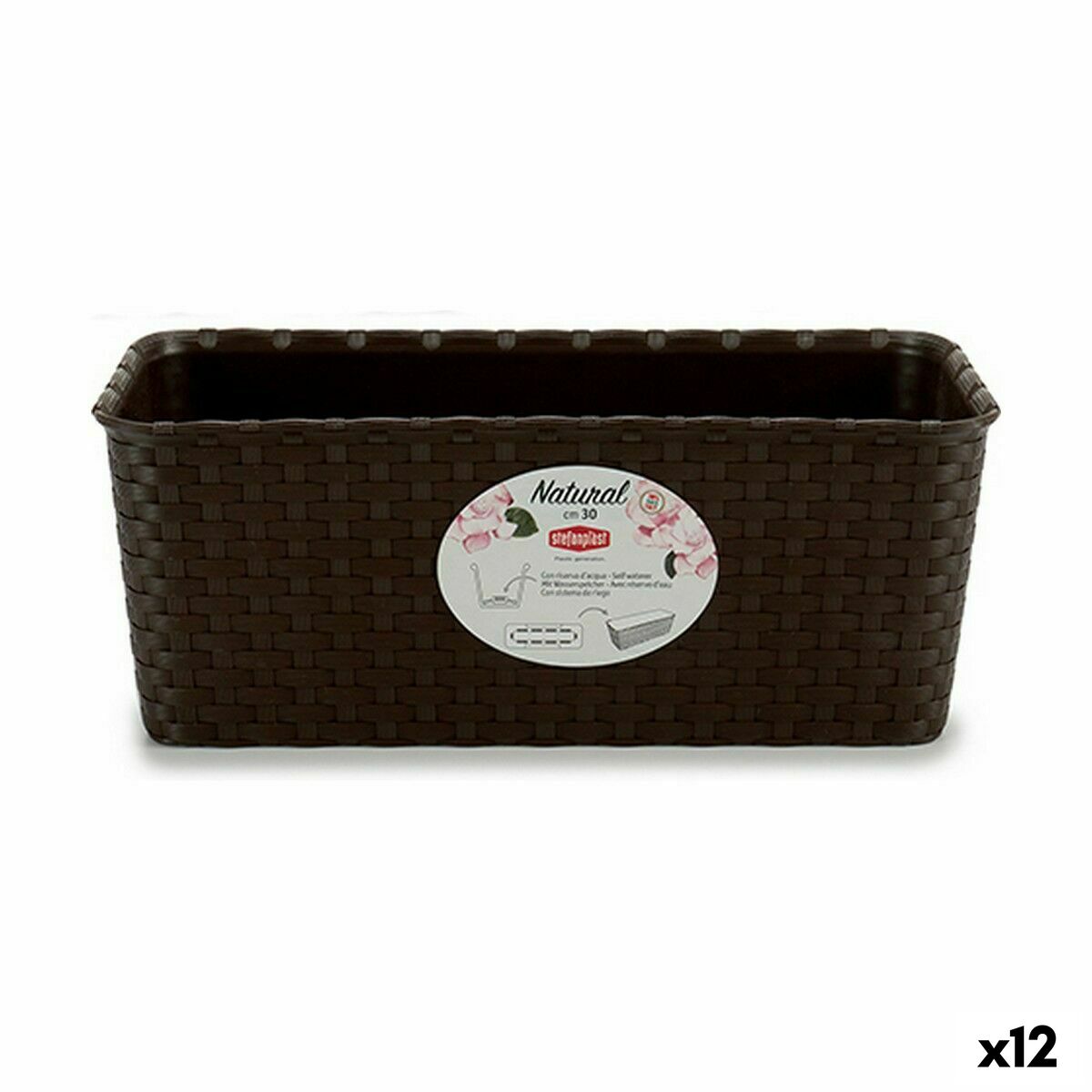 Vaso rettangolare da Balcone Stefanplast Plastica 13 x 11 x 28,5 cm 28,5 x 11 x 13 cm (12 Unità)