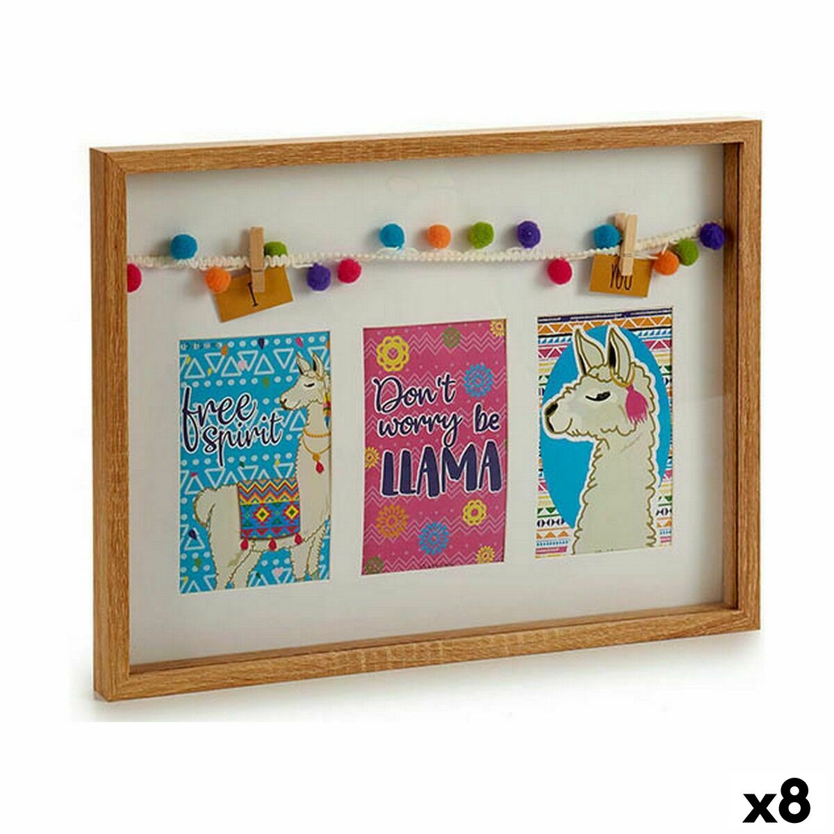 Portafoto da Parete Gift Decor Multicolore Legno Fiamma Nappe (8 Unità)