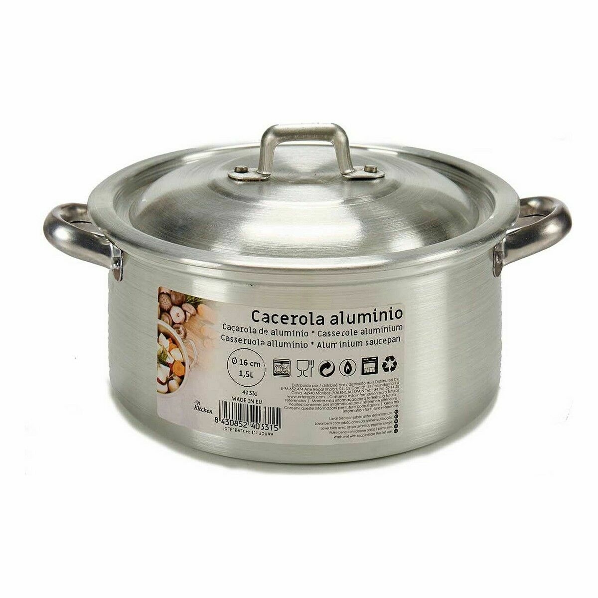 Casseruola con coperchio Kinvara Argentato 1,5 L 18 x 10 x 23,5 cm 23,5 x 10 x 18 cm (10 Unità) - Immagine 2